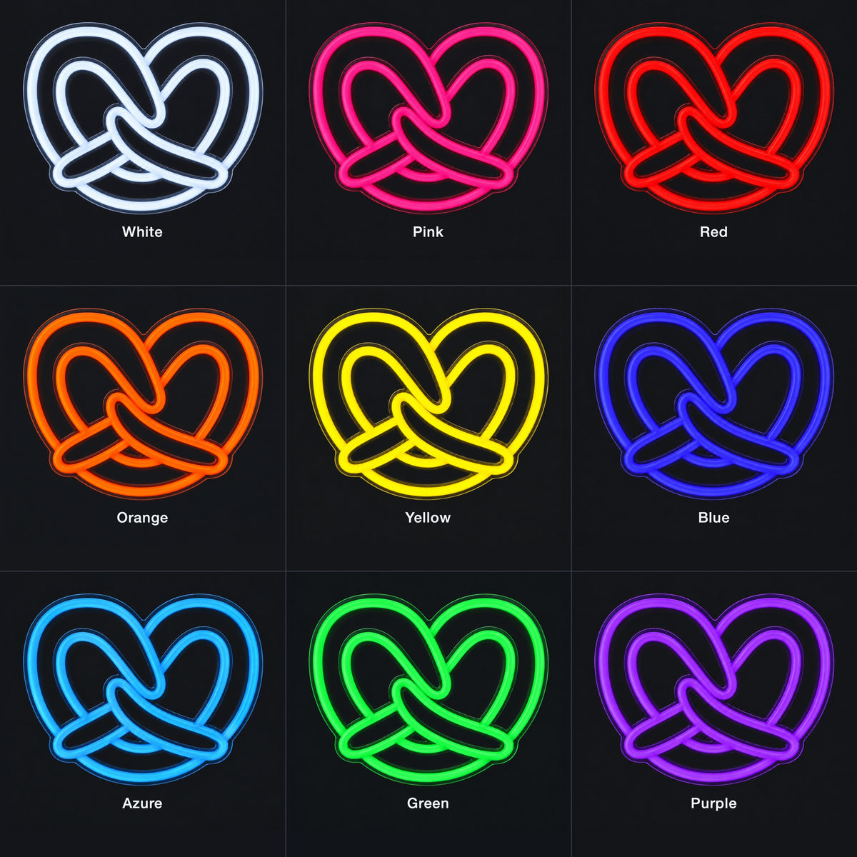 Pretzel LED Neon Light for Cafes & Bars - Color Grid