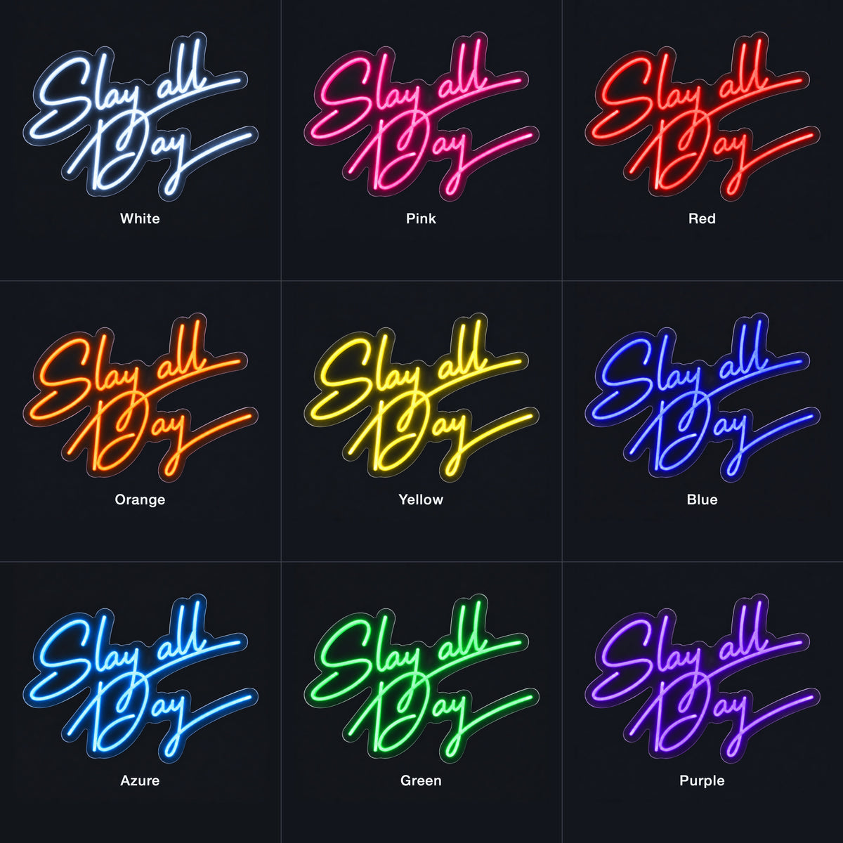 Slay All Day LED Neon Sign for Storefront Light Up Business Decor - Color Grid