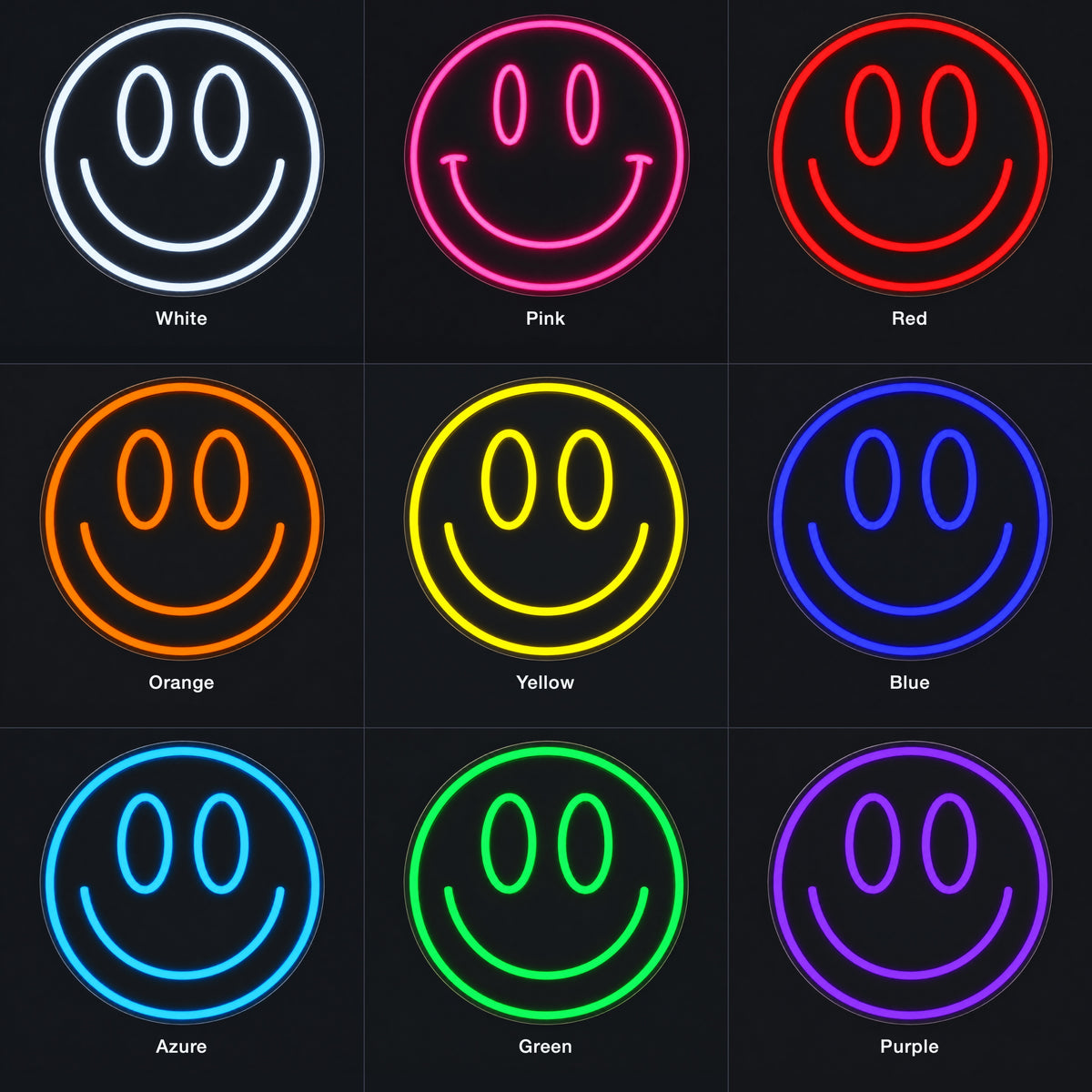 Smiley Face LED Neon Sign Dimmable Wall Light - Color Grid