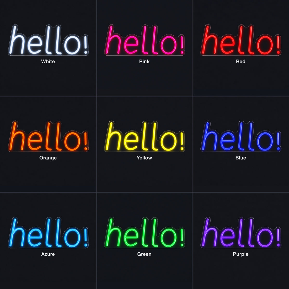 Homely Hello Neon Sign - Color Grid
