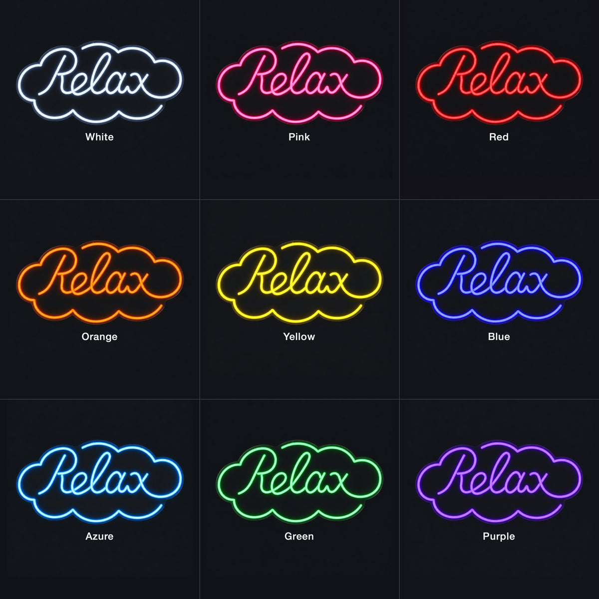 Relax Cloud LED Neon Sign Dimmable Wall Light - Color Grid