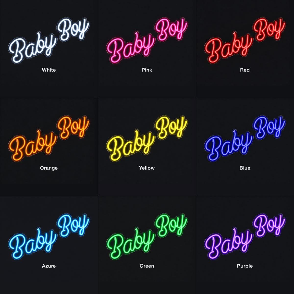 Baby Boy LED Neon Sign for Kids Room Dimmable Wall Decor - Color Grid