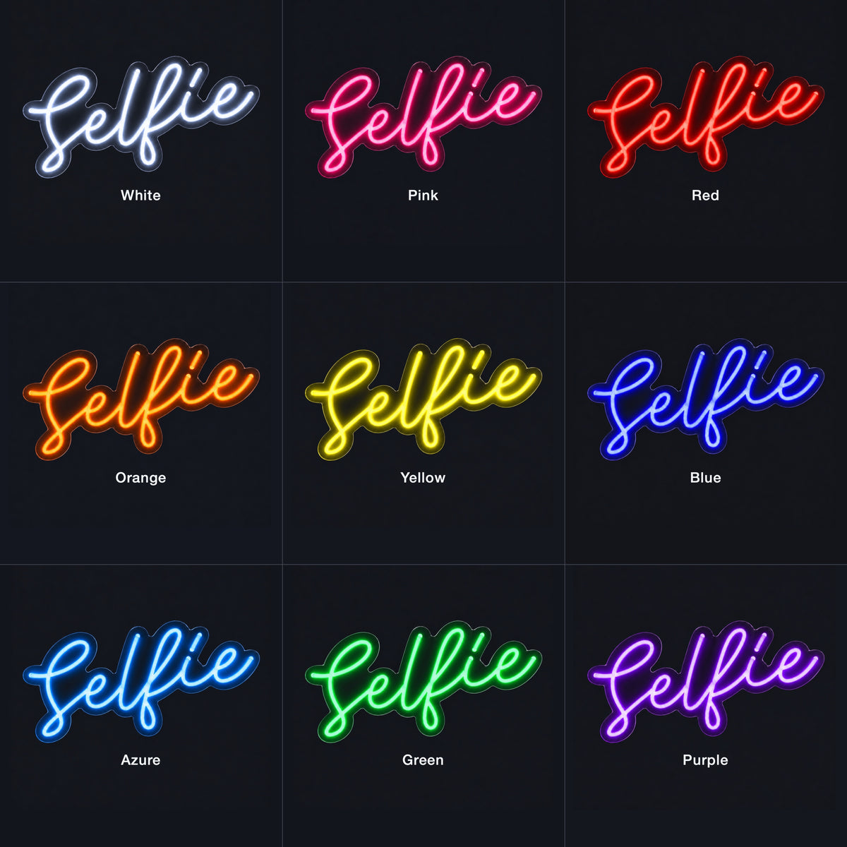 Selfie LED Neon Sign Garden Glow Script - Color Grid
