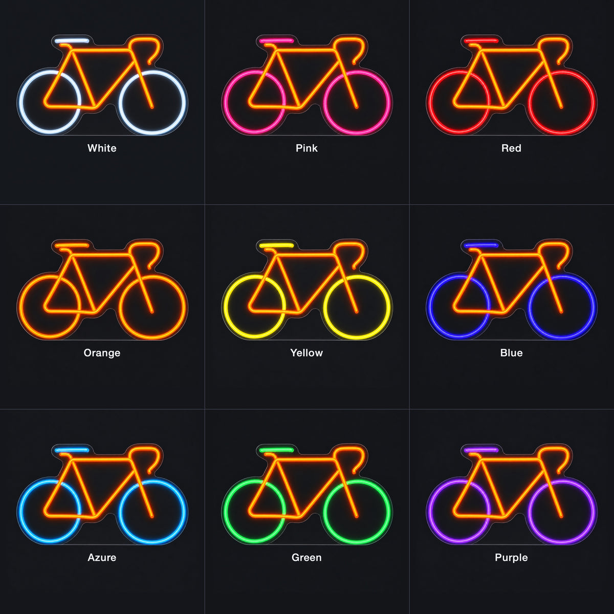 Bicycle LED Neon Sign Road Bike Line Art - Color Grid