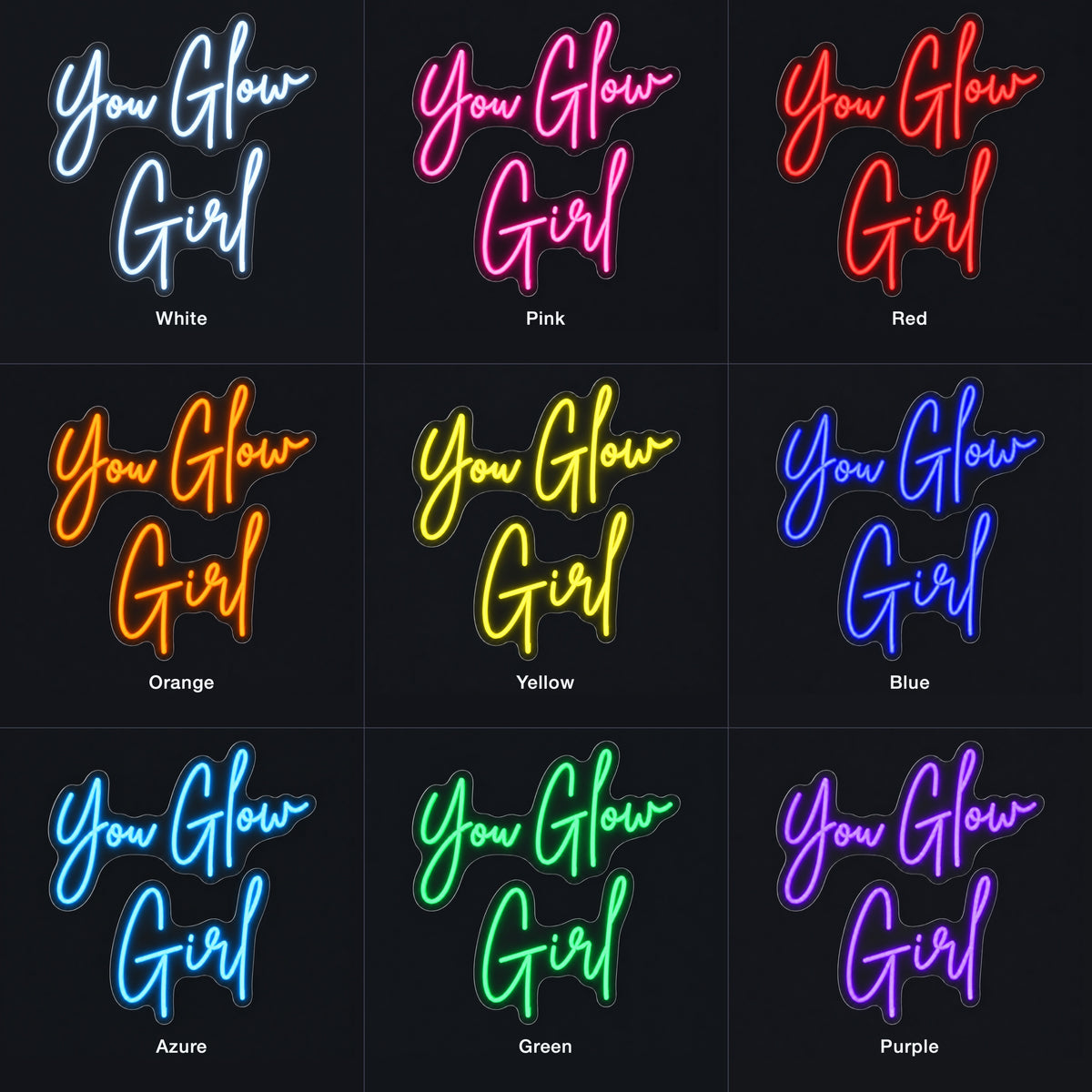 You Glow Girl LED Neon Sign for Salon Light Up Business Decor - Color Grid