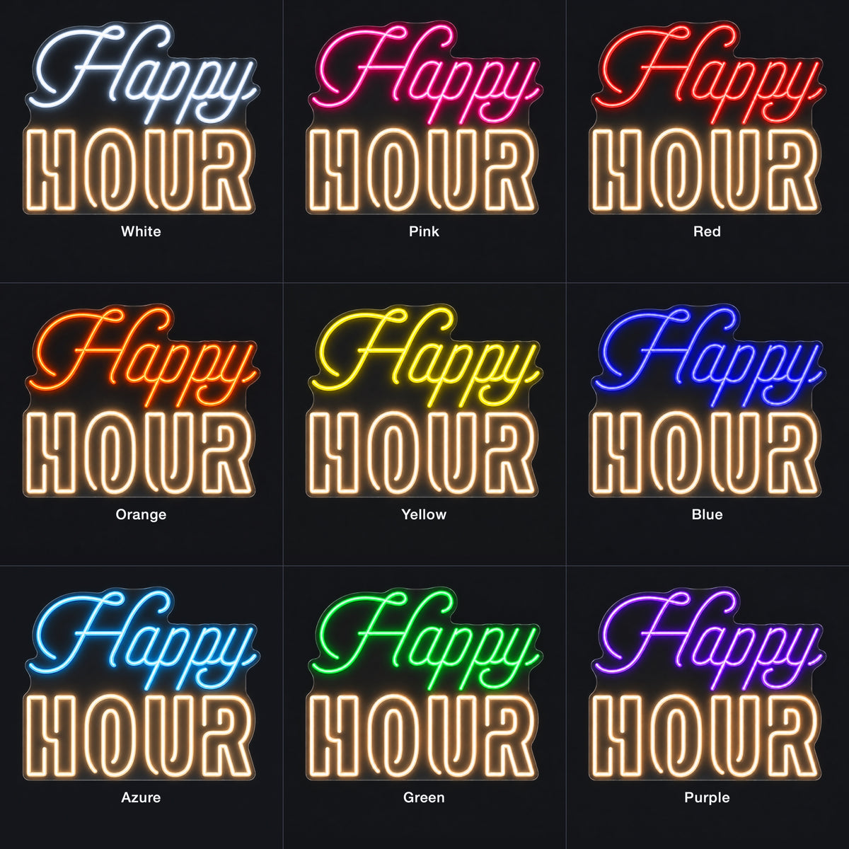Happy Hour Bar Neon Light - Color Grid