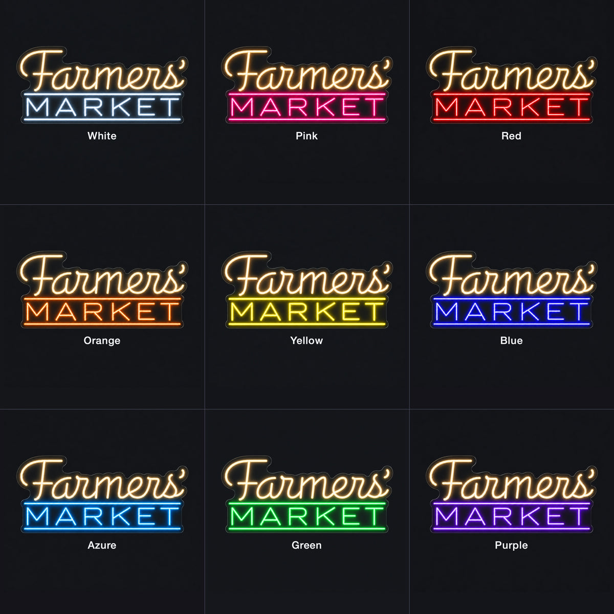 Farmer’s Market Neon Sign - Color Grid
