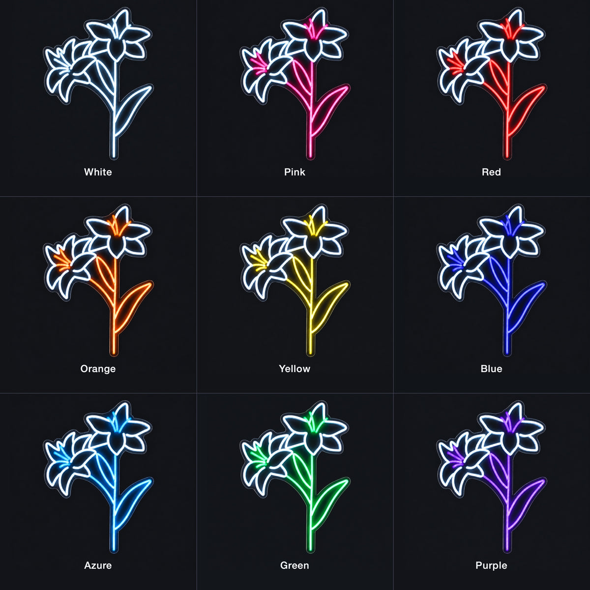 Easter Lily LED Neon Sign - Color Grid