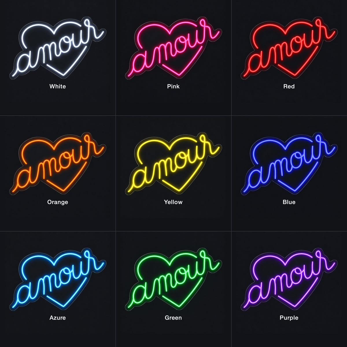 Amour LED Neon Sign for Wedding Light Up Party Decor - Color Grid
