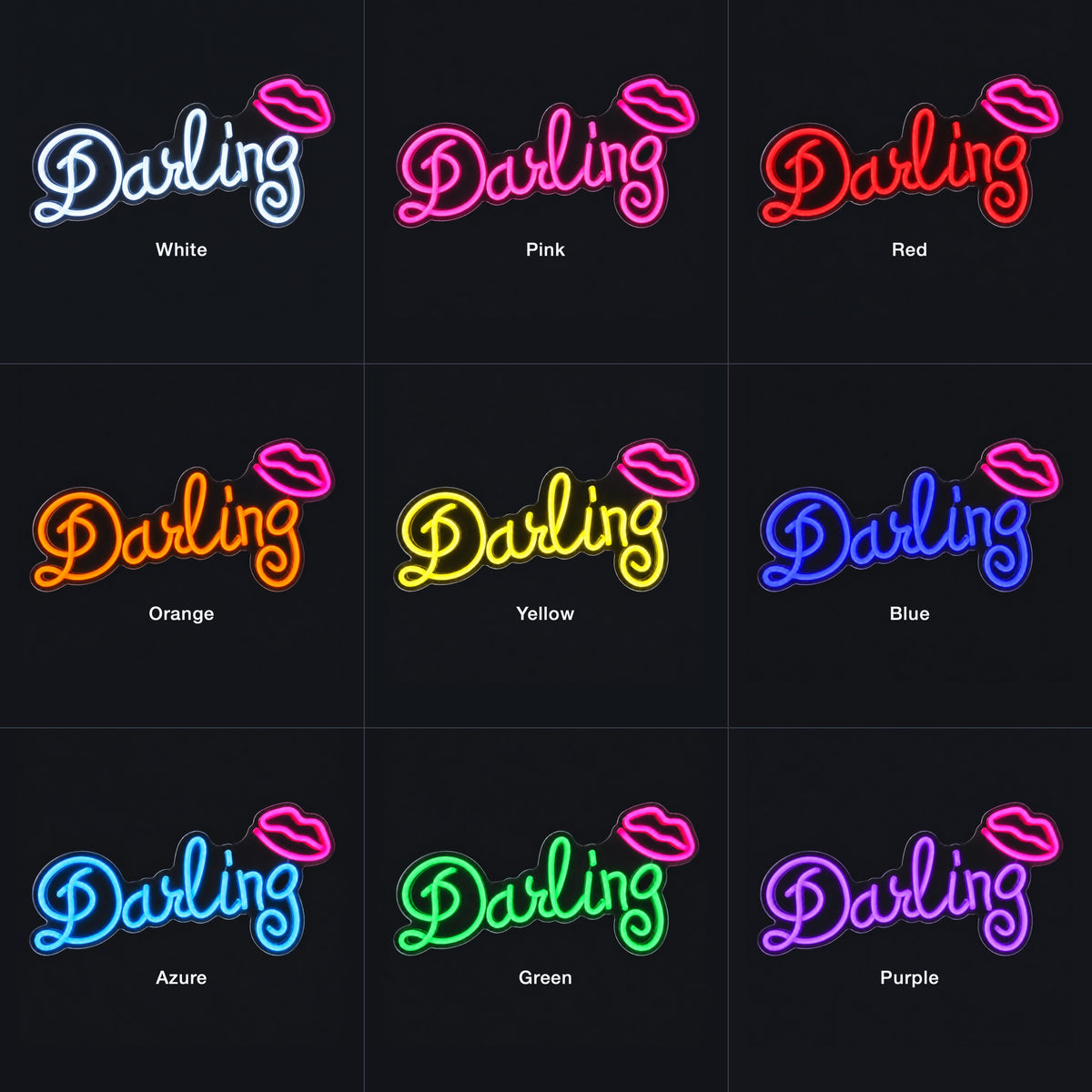 Darling LED Neon Sign for Wedding Light Up Party Decor - Color Grid