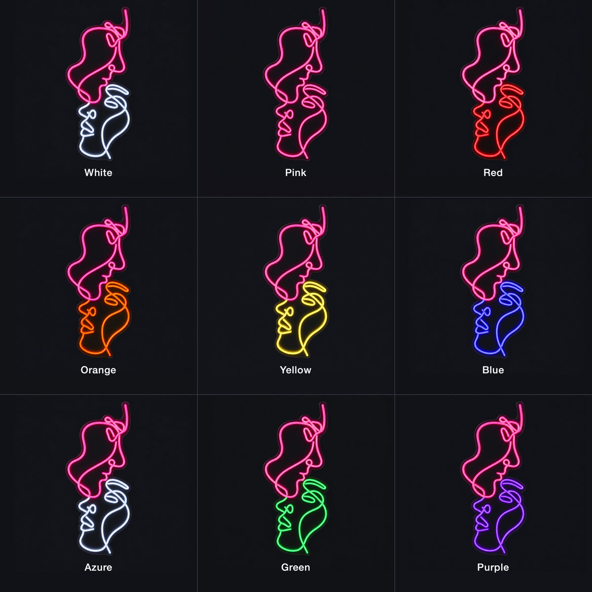 Face to Face LED Neon Sign for Wedding Light Up Party Decor - Color Grid