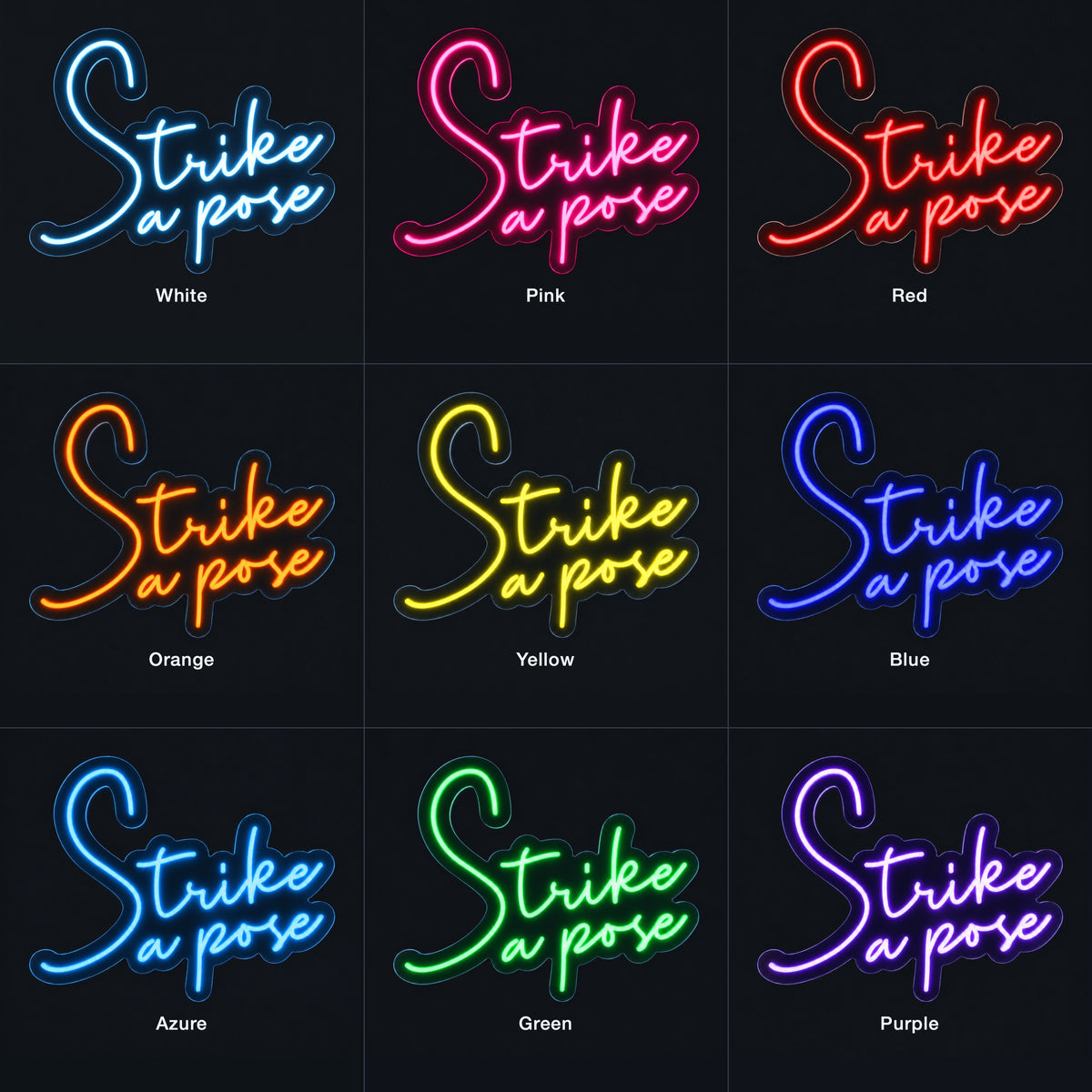 Strike a Pose LED Neon Sign Dimmable Wall Light - Color Grid