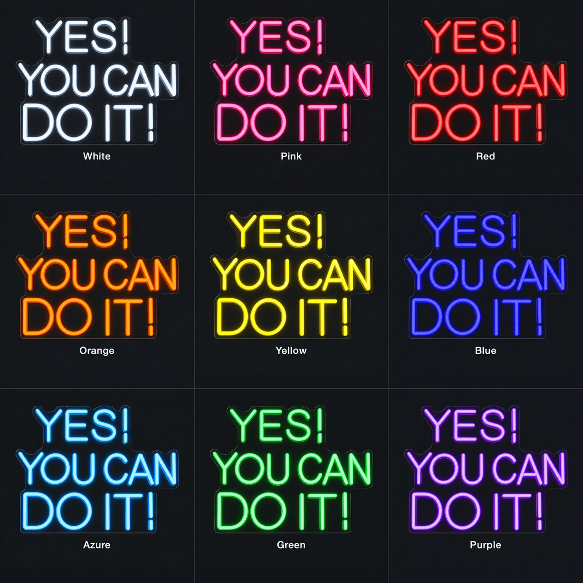 Yes You Can Do it LED Neon Sign Dimmable Wall Light - Color Grid