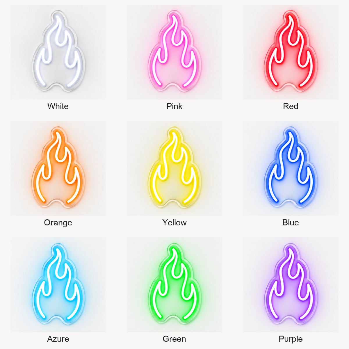 Single Flame Outline Vintage LED Neon Sign Wall Neon Signs - Color Grid