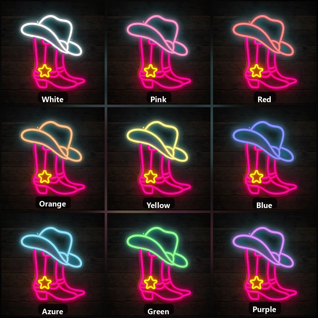 Star Spur Cowboy Boots Hat Vintage LED Neon Sign Home Neon Signs - Shineneon