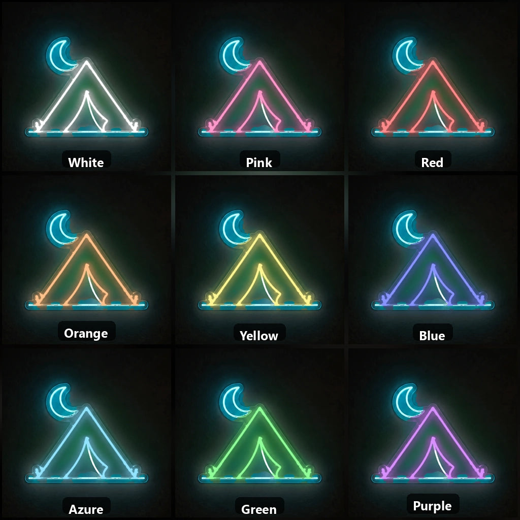 Tent Crescent Moon Vintage LED Neon Sign Home Neon Signs - Shineneon
