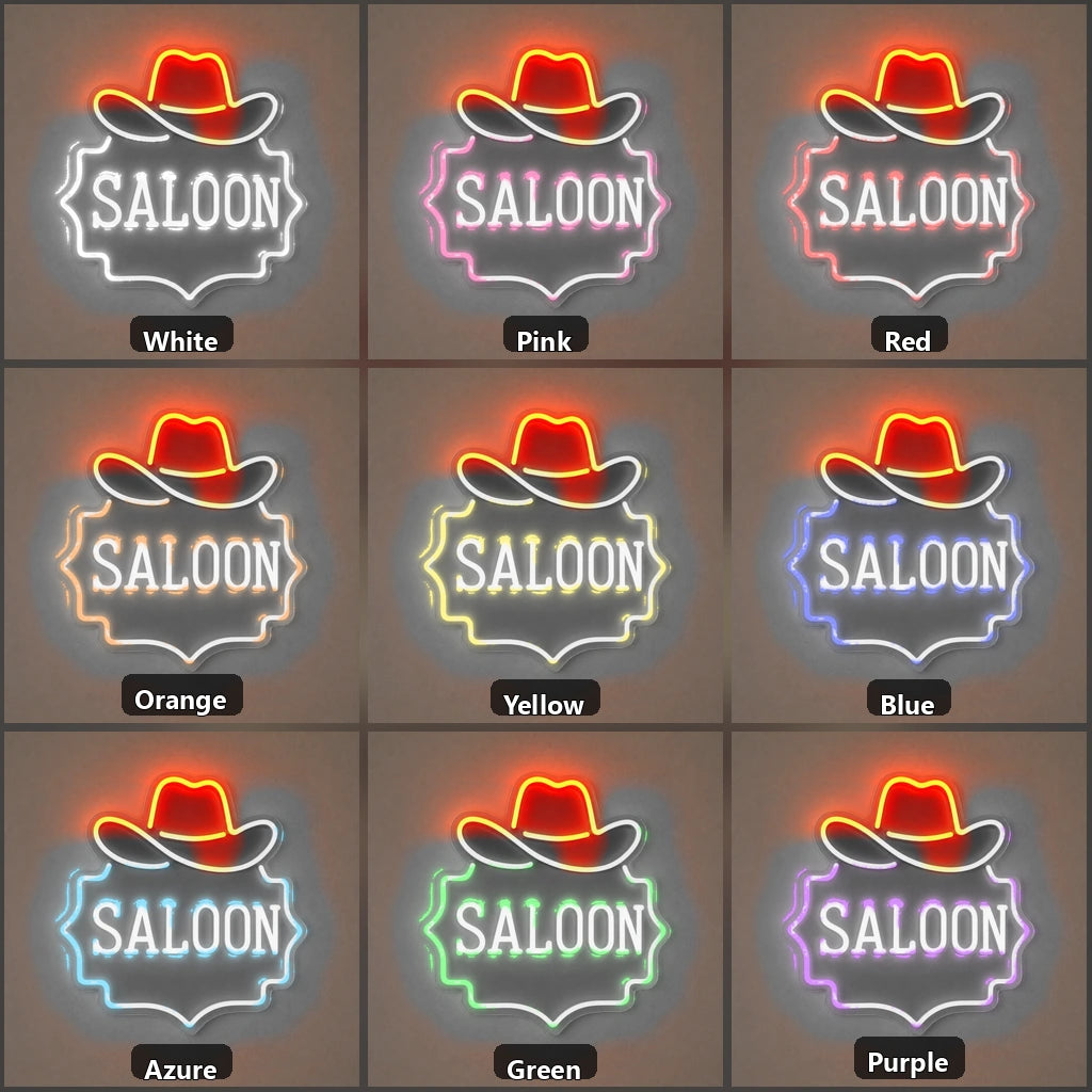Saloon Cowboy Hat Garage Neon Sign Vintage LED Neon Sign Home Neon Signs - Shineneon