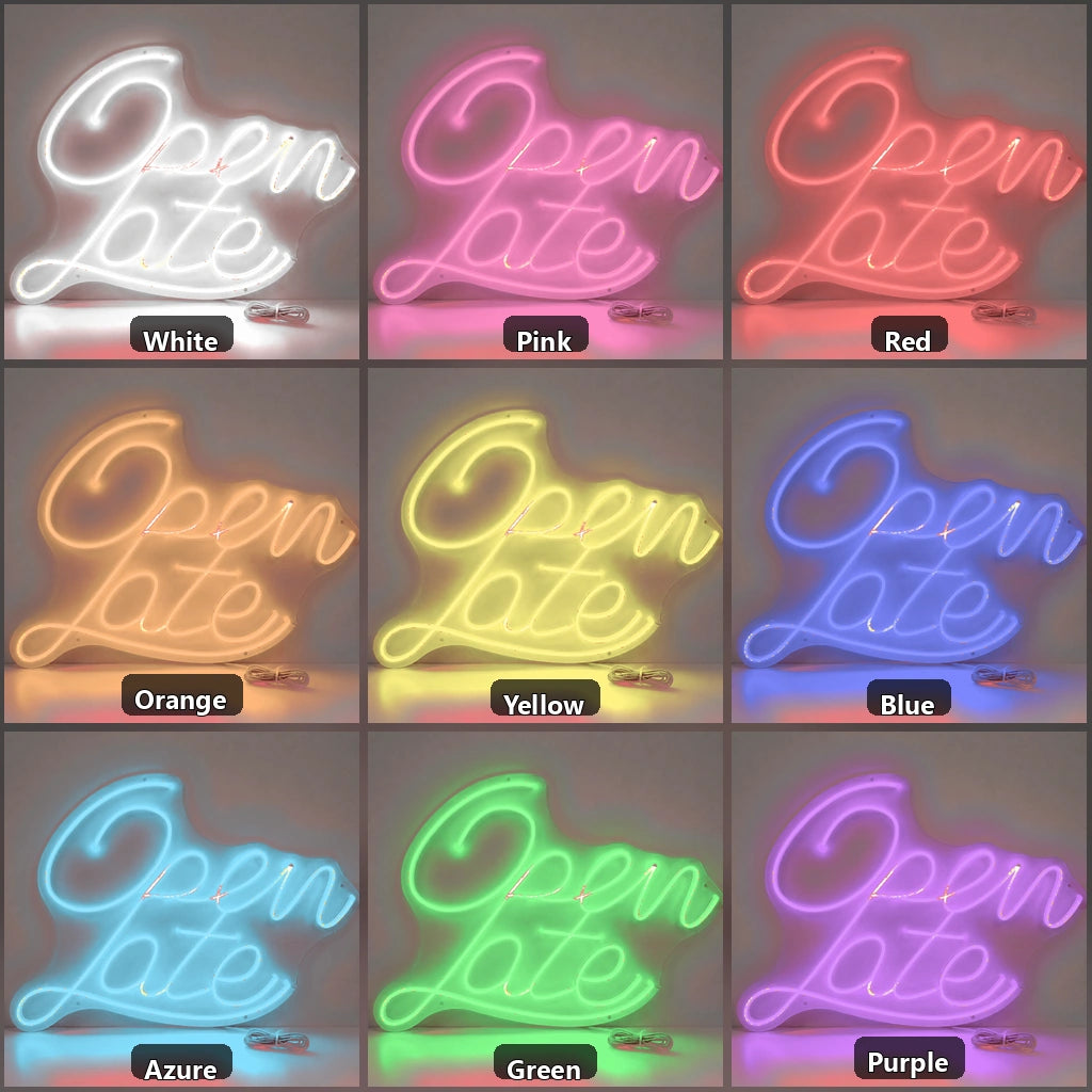 Open Late Script Vintage LED Neon Sign Wall Neon Signs - Shineneon