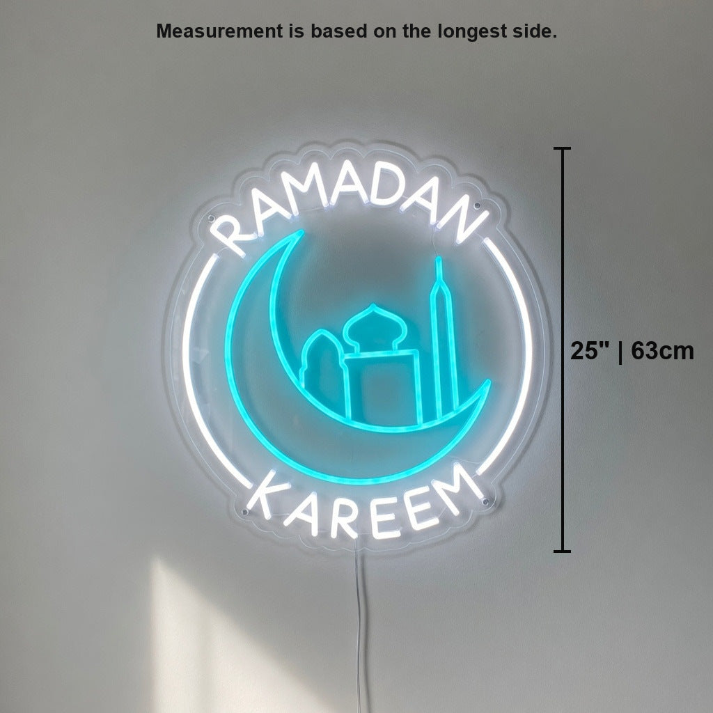 Ramadan Kareem LED Neon Sign Circle Crescent Badge - Shineneon