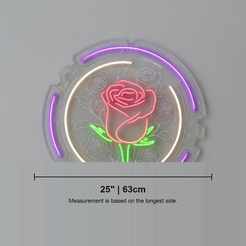 Rose in Round LED Neon Sign - Shineneon