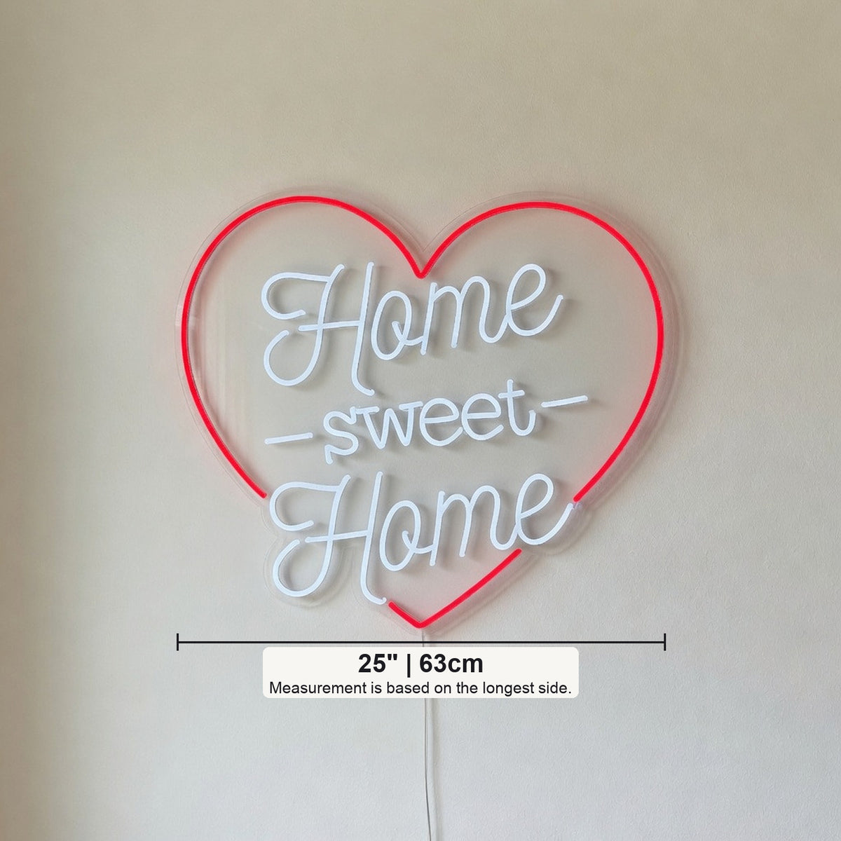 Home Sweet Home LED Neon Sign, Script with Dash Accents - Shineneon