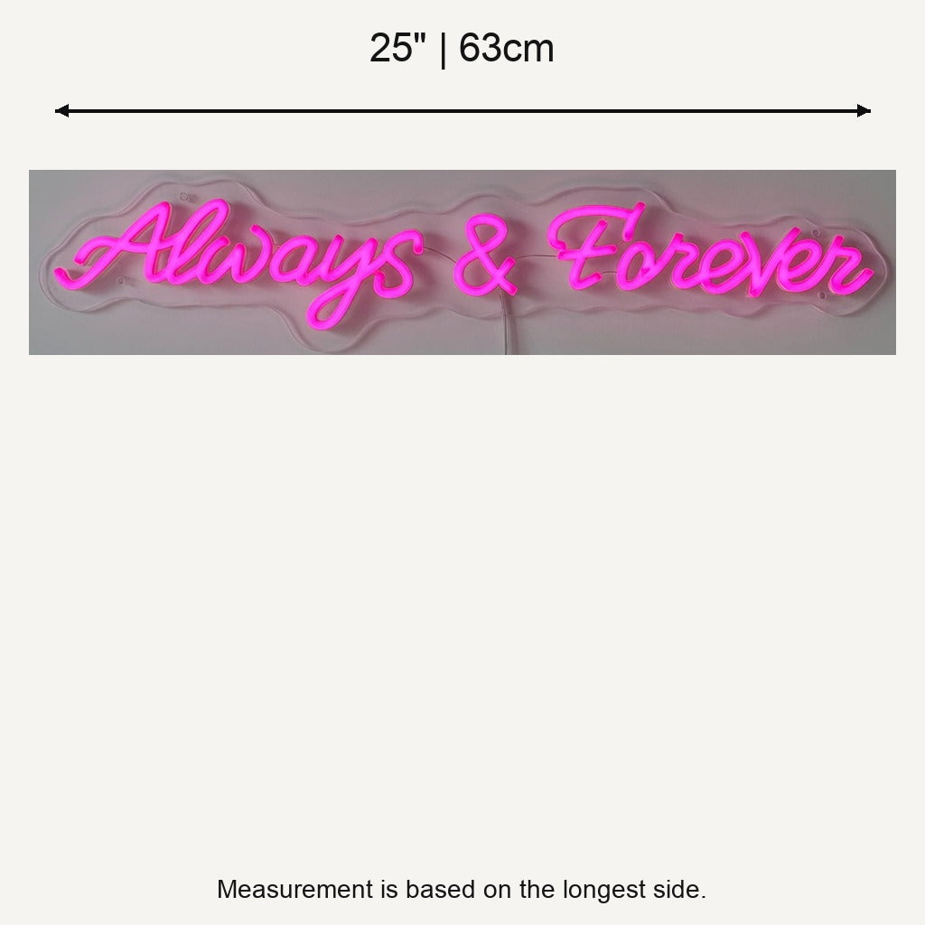 Always and Forever LED Neon Sign Wide Ampersand Script - Shineneon