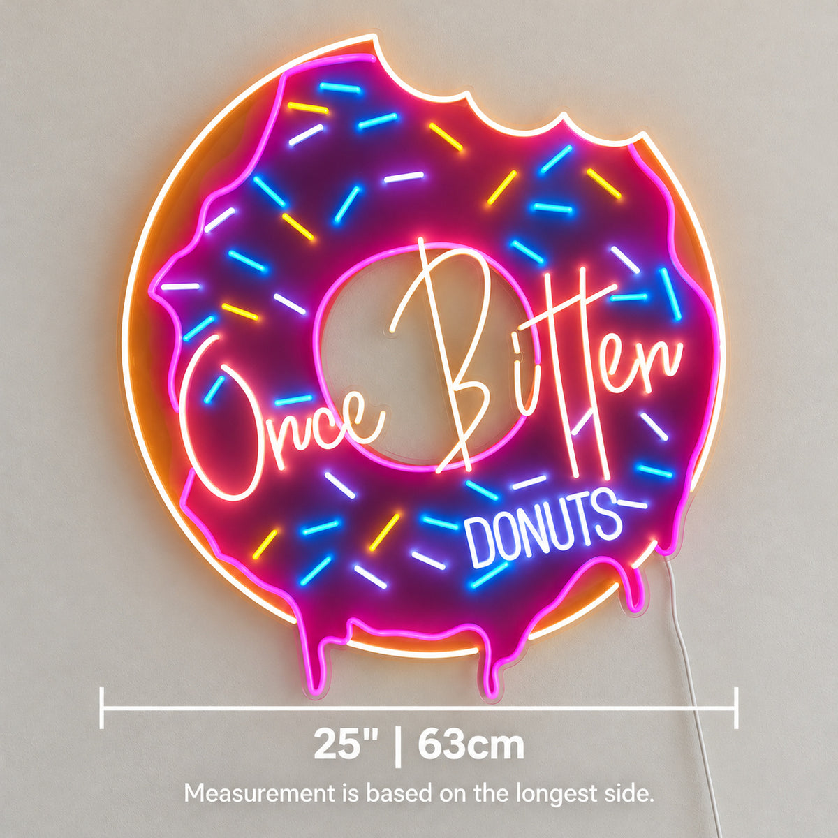 Once Bitten Donuts LED Neon Sign, Dimmable Wall Light - Shineneon
