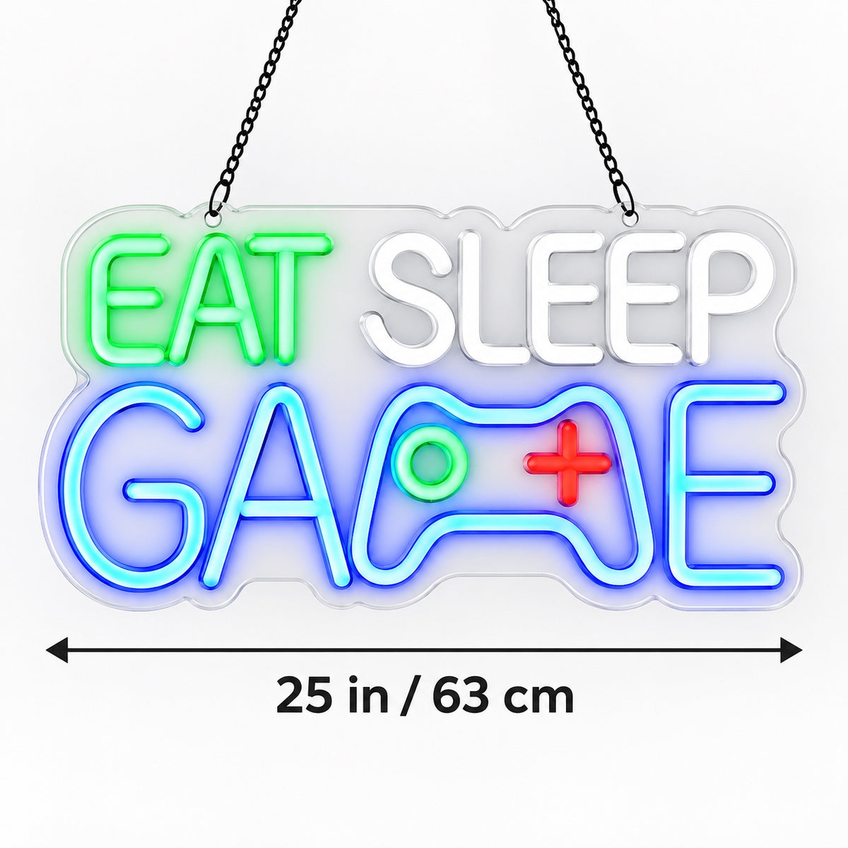 Eat Sleep Game LED Neon Sign for Game Room Dimmable Wall Decor - Shineneon