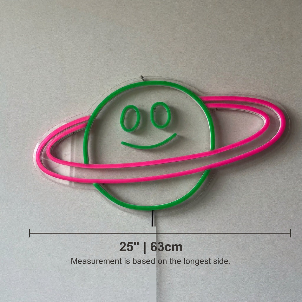 Planet Saturn Smiley Face LED Neon Sign - Shineneon