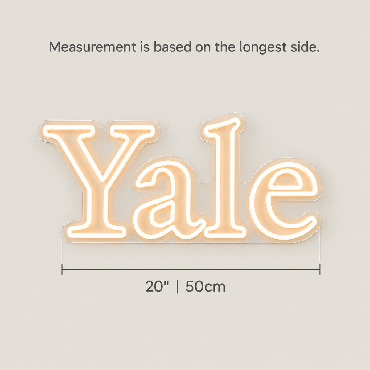 Yale University Neon Sign - Size Guide