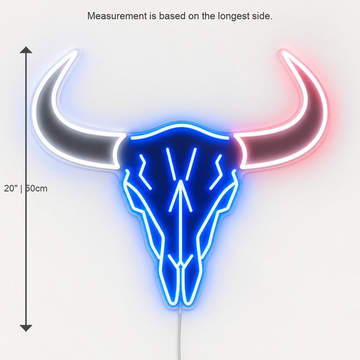 Large Longhorn Bull Skull LED Neon Sign Wall Neon Signs - Size Guide