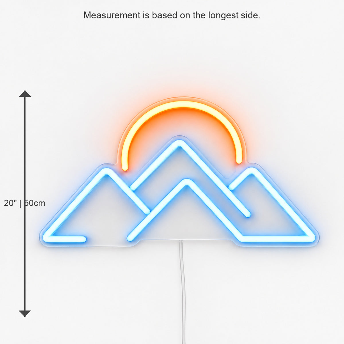 Mountains Sunset LED Neon Sign Wall Neon Signs - Size Guide