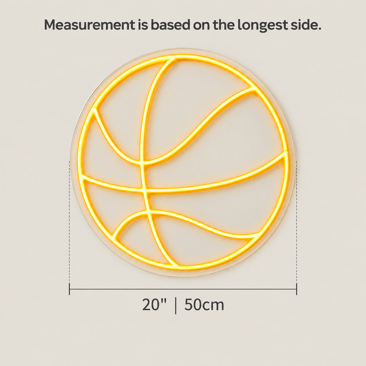 Basketball LED Neon Sign for Kids Room Dimmable Wall Decor - Size Guide