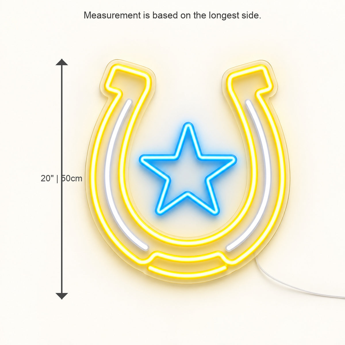 Horseshoe Lucky Star LED Neon Sign Wall Neon Signs - Size Guide