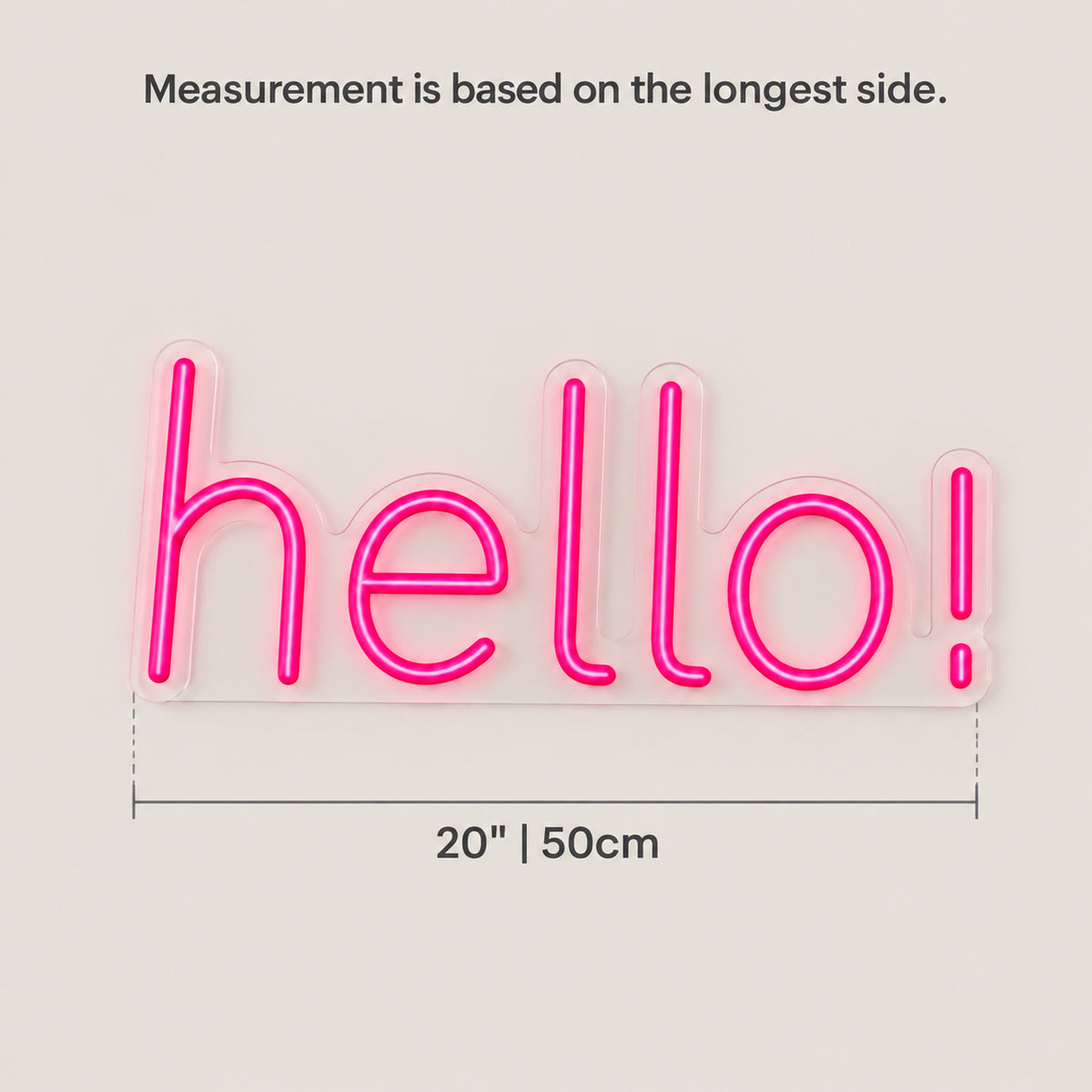 Homely Hello Neon Sign - Size Guide