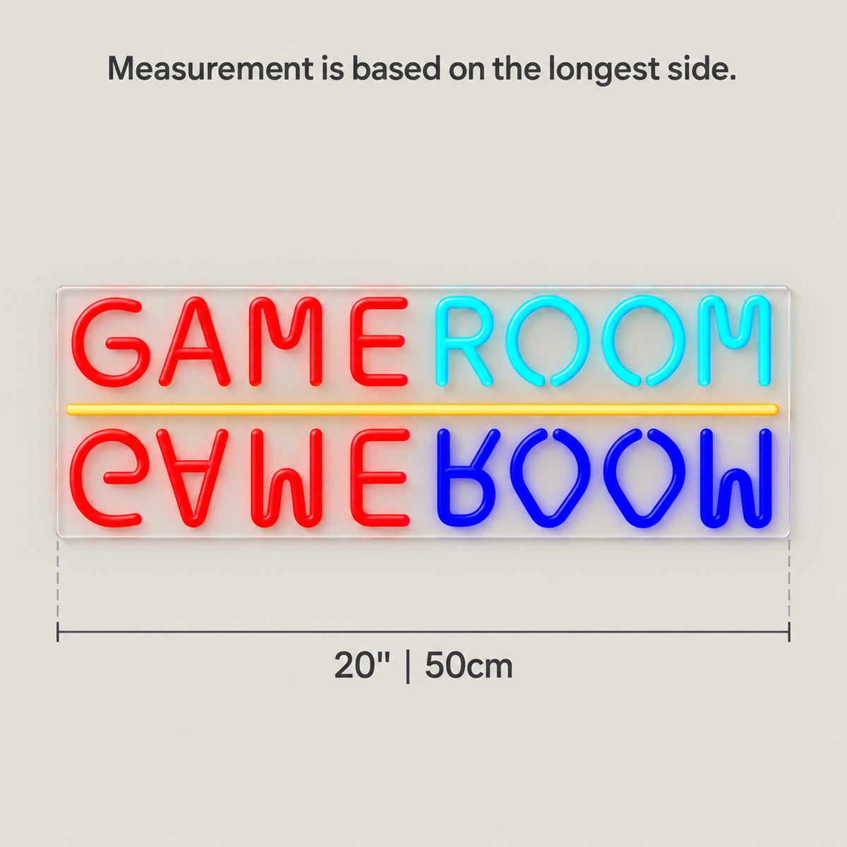 Games Room Neon Sign - Size Guide