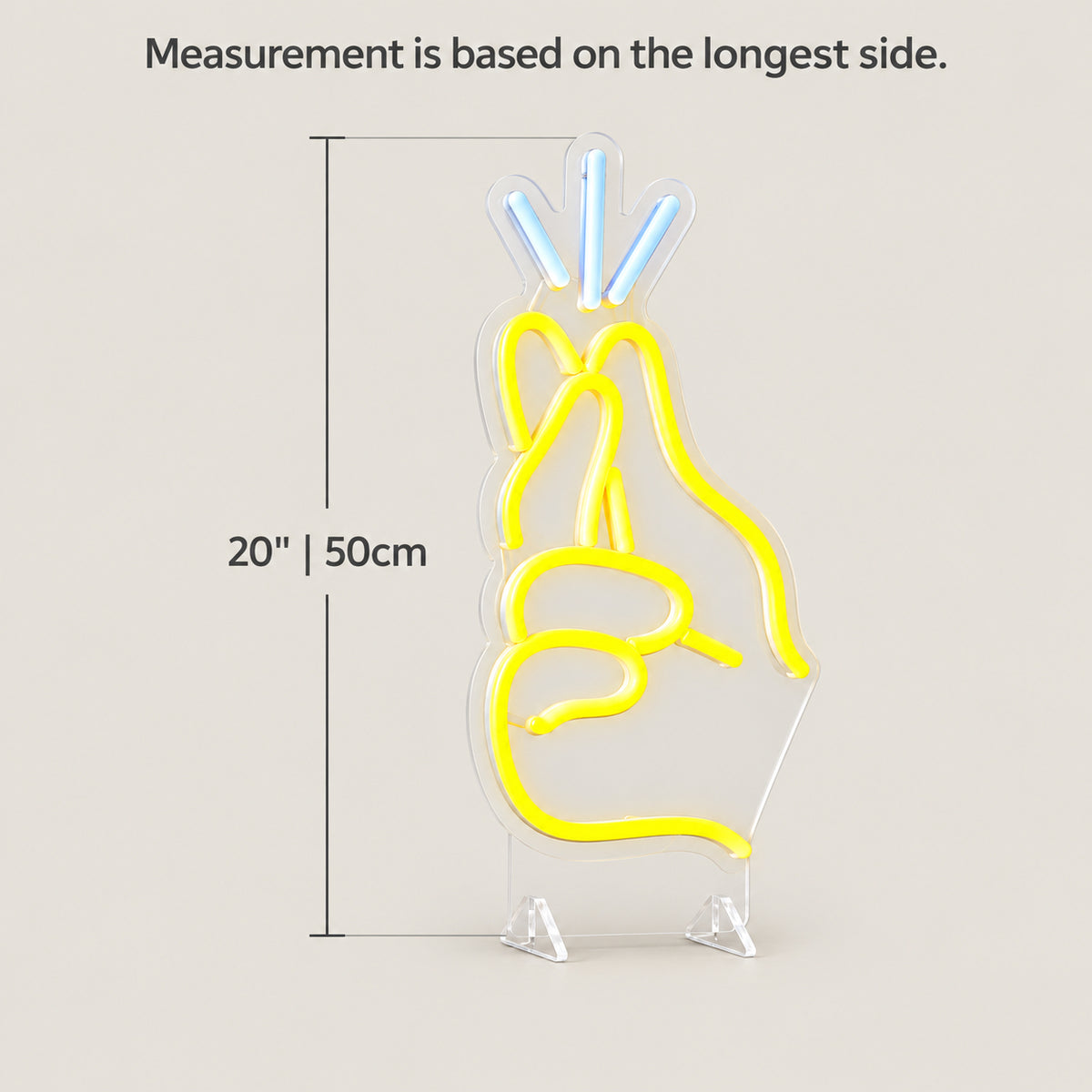 Finger Snapping LED Neon Sign Dimmable Wall Light - Size Guide
