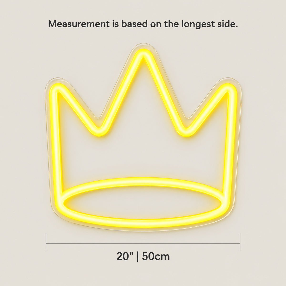 Crown LED Neon Sign for Photo Booth Light Up Party Decor - Size Guide