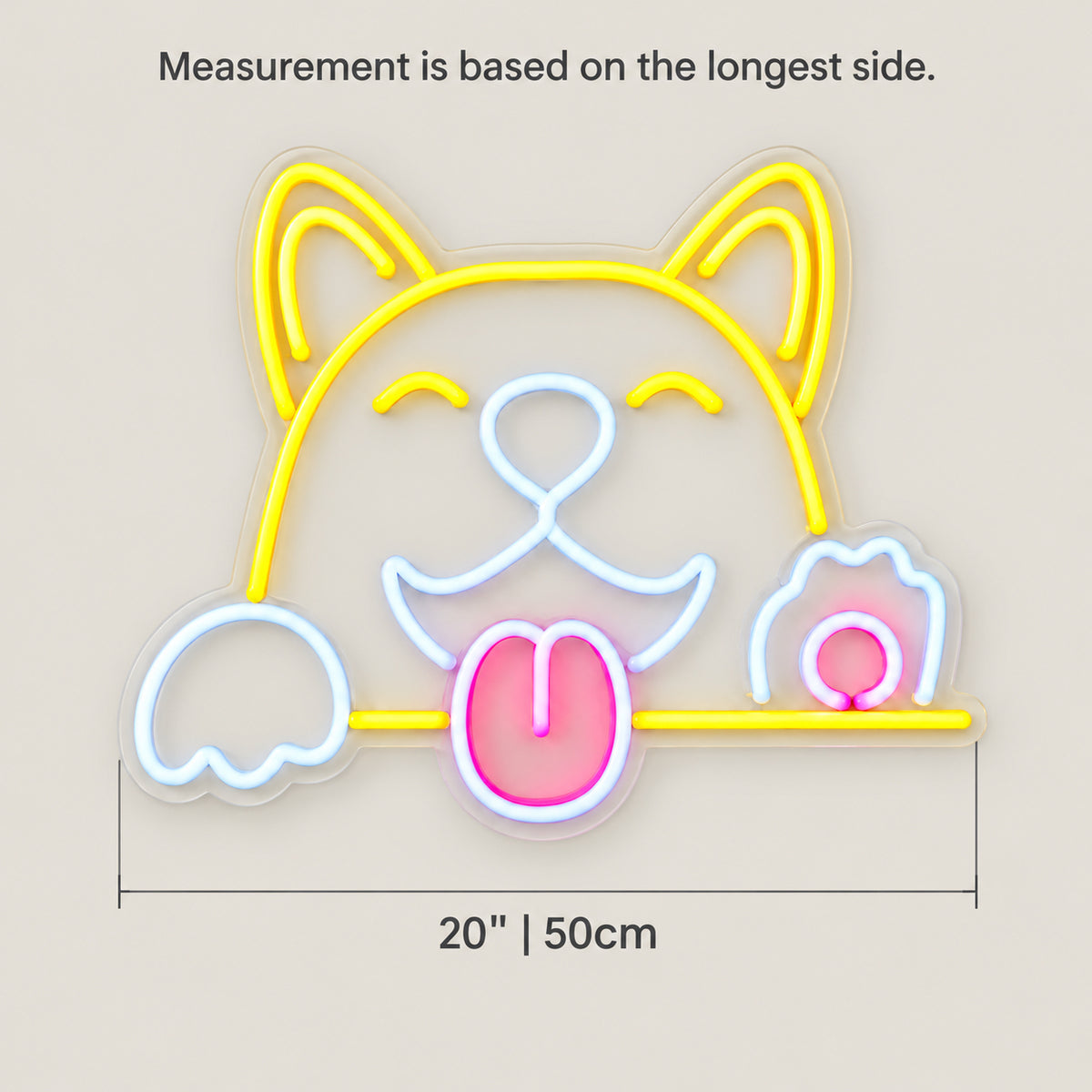 Corgi Dog LED Neon Sign for Man Cave Dimmable Wall Decor - Size Guide