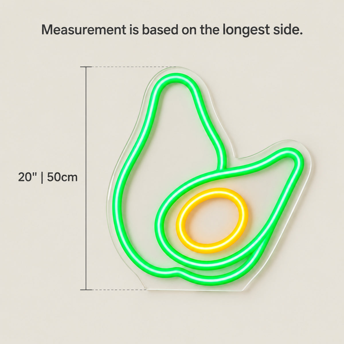 Avocado Neon Sign - Size Guide