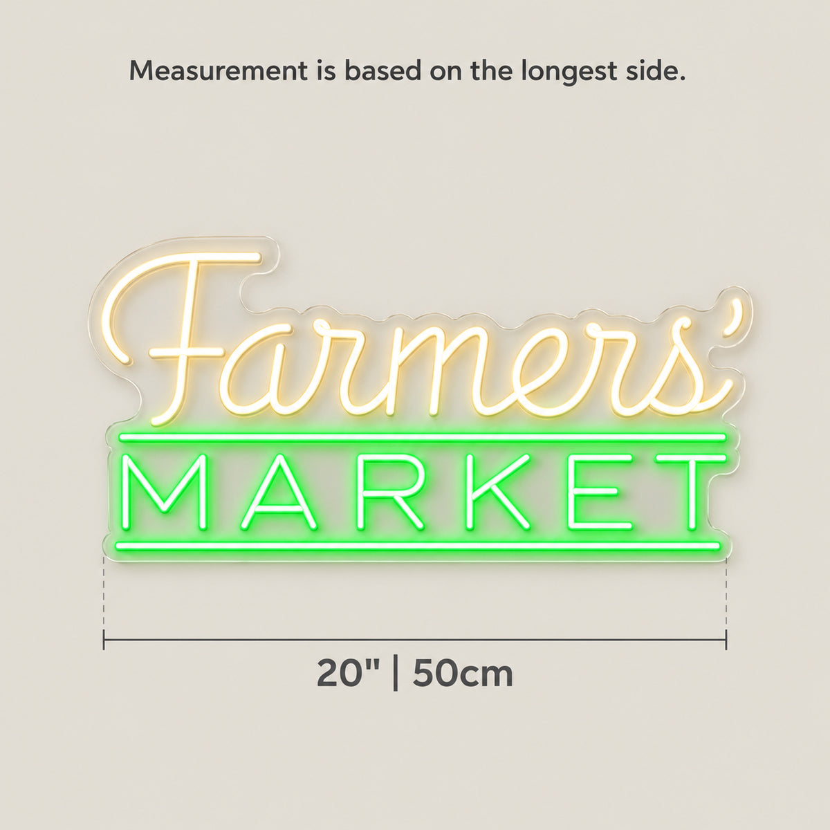 Farmer’s Market Neon Sign - Size Guide