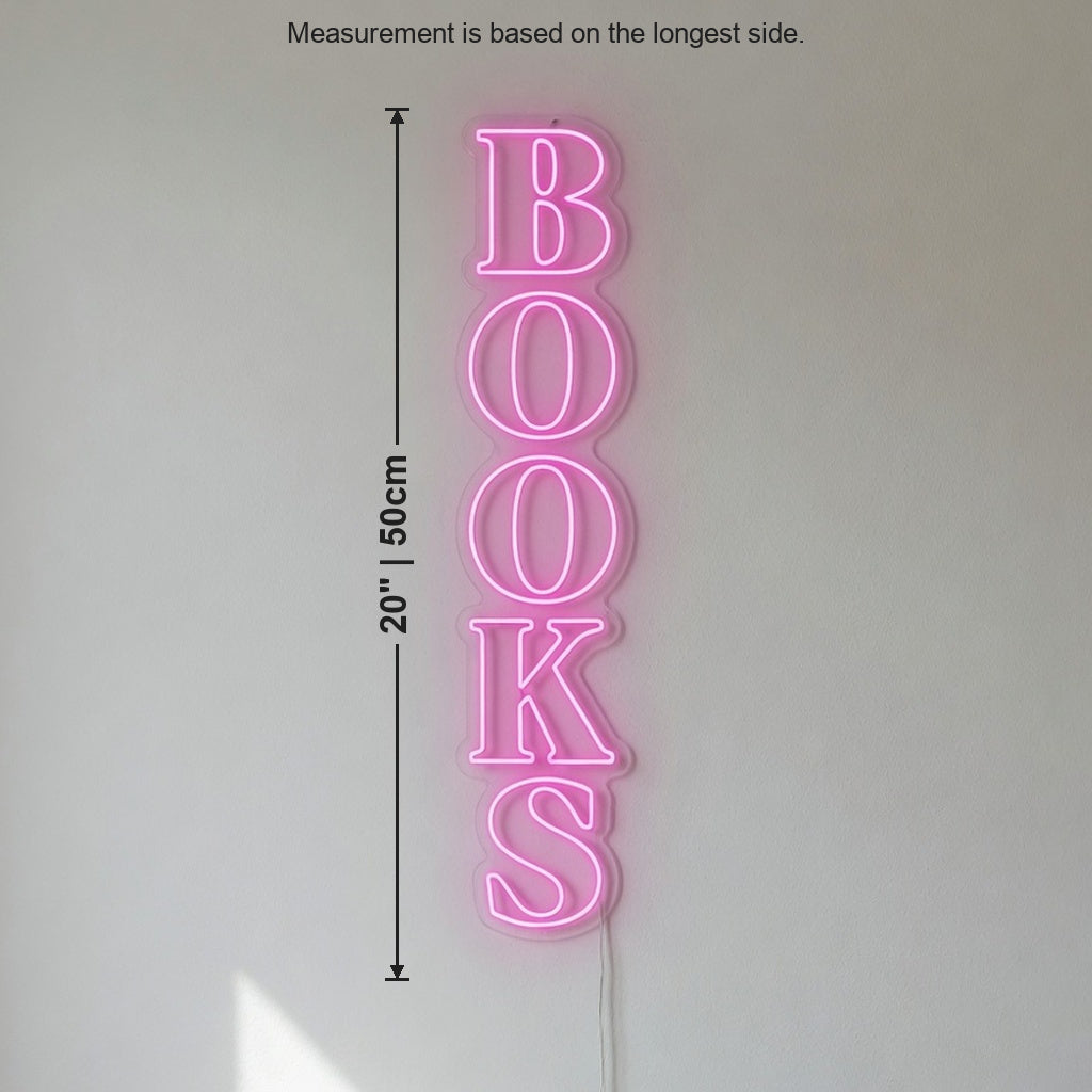 Books Neon Sign - Size Guide
