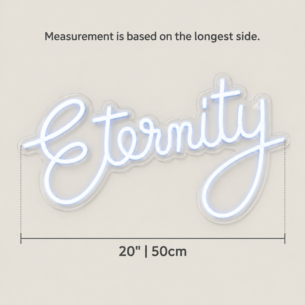 Eternity LED Neon Sign for Wedding Light Up Party Decor - Size Guide