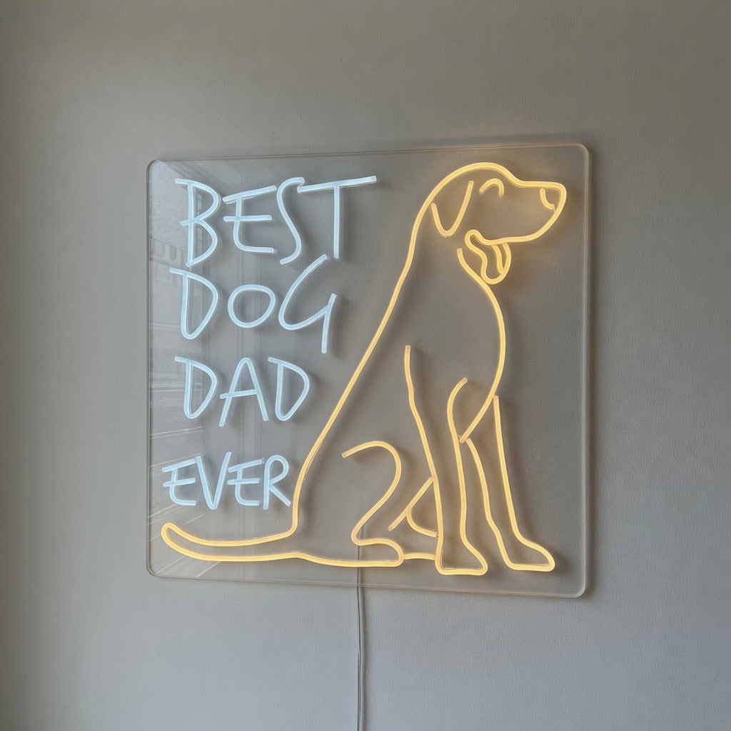 Best Dog Dad Ever LED Neon Sign for Storefront Light Up Wall Decor - Shineneon