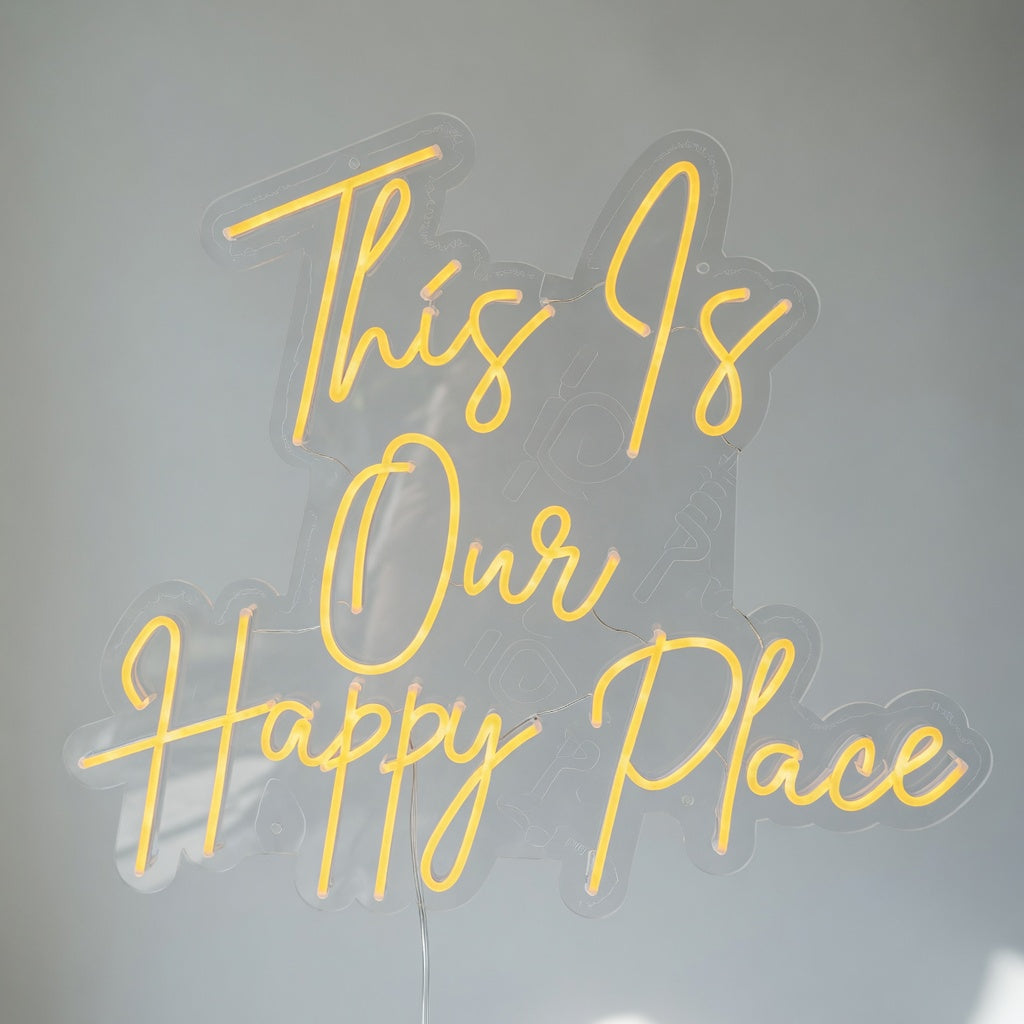 This Is Our Happy Place LED Neon Sign Bold Retro Caps - Shineneon