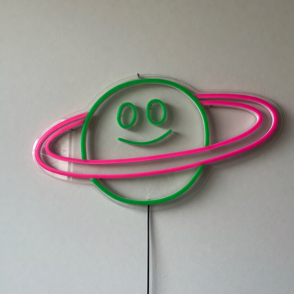 Planet Saturn Smiley Face LED Neon Sign - Shineneon