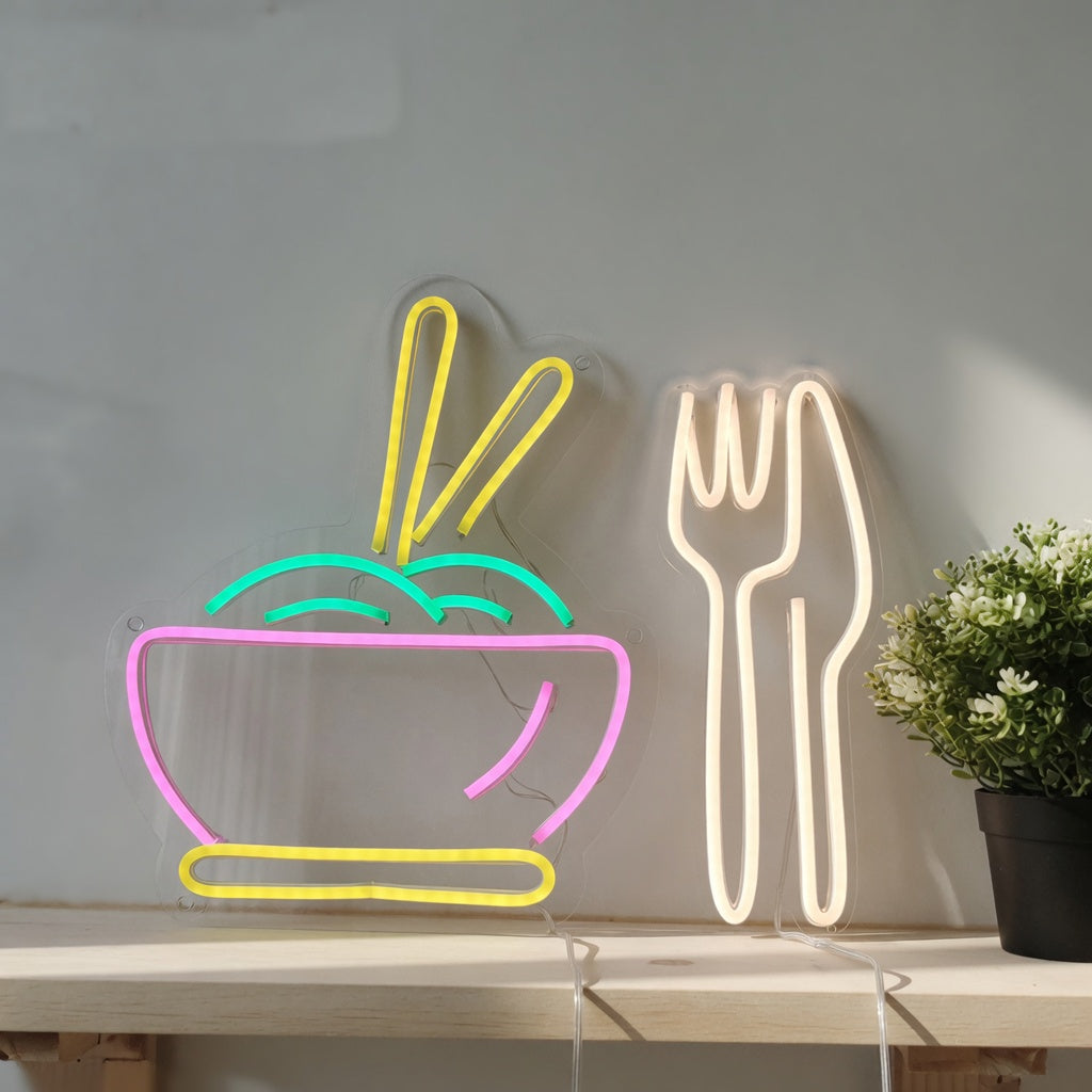 Ramen Food and Fork Restaurant LED Neon Sign - Shineneon
