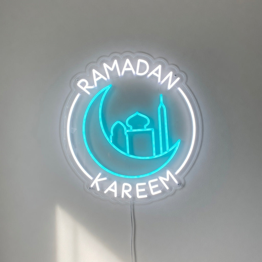 Ramadan Kareem LED Neon Sign Circle Crescent Badge - Shineneon