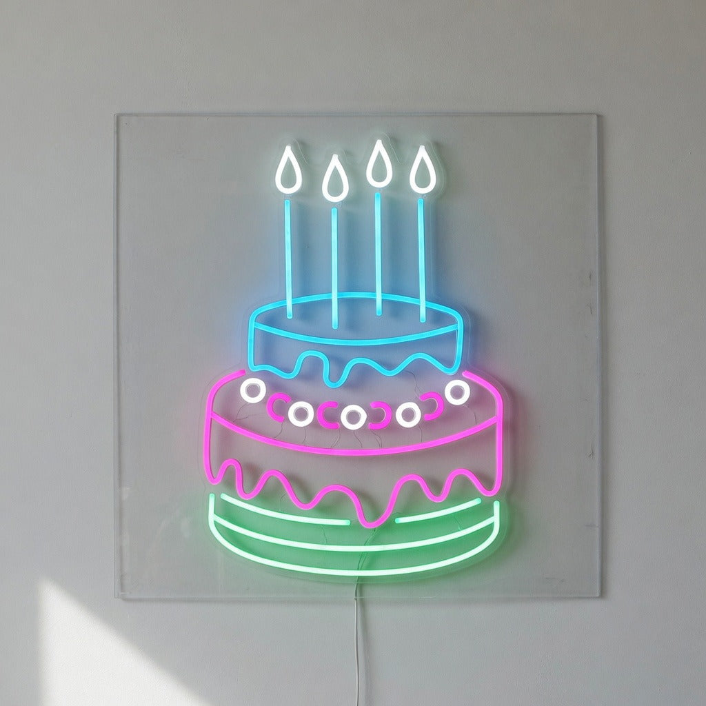 Birthday Cake LED Neon Sign Dimmable Wall Light - Shineneon