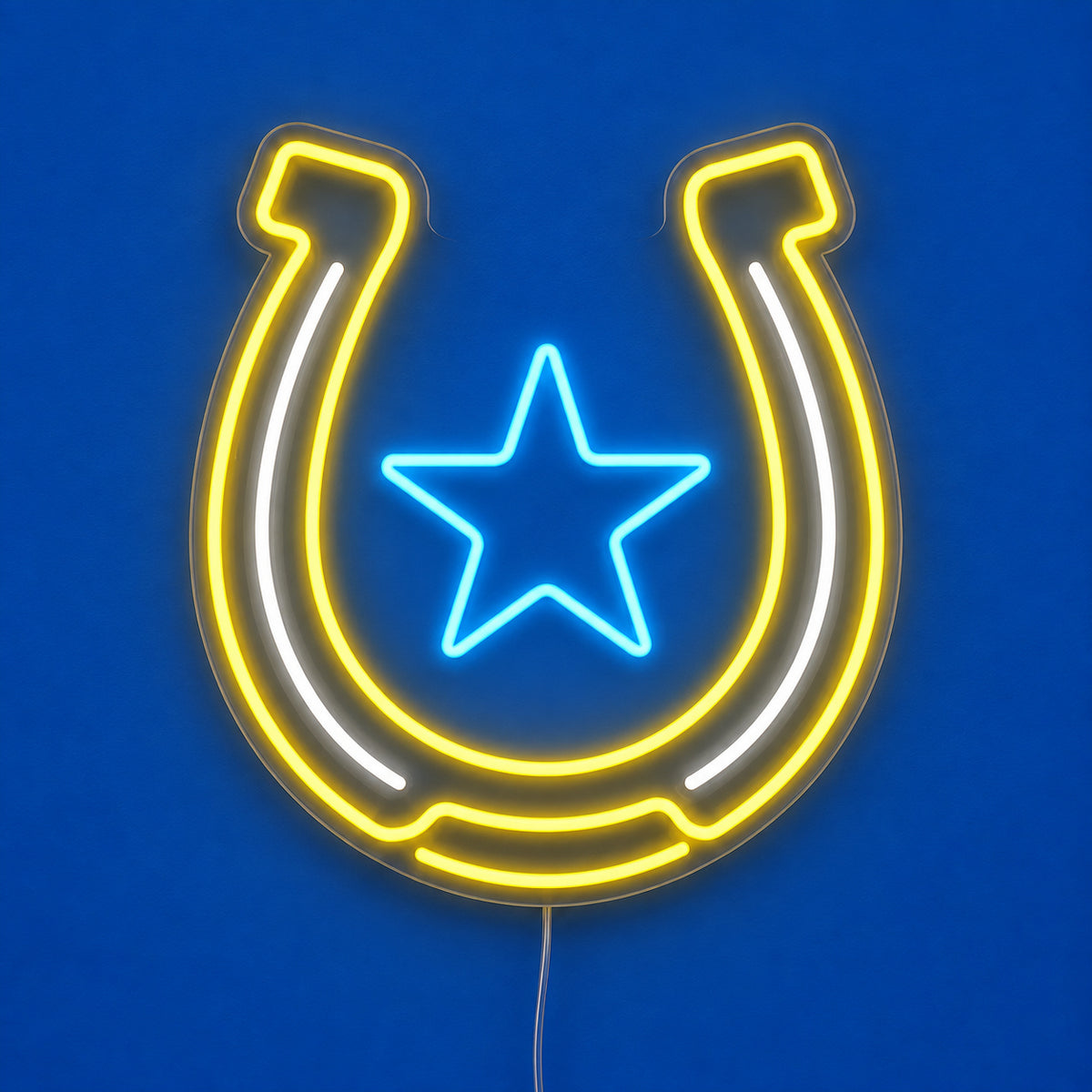 Horseshoe Lucky Star LED Neon Sign Wall Neon Signs - Solid Background